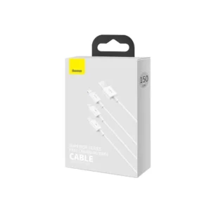 Baseus Superior Series Fast Charging Data Cable USB to M+L+C 3.5A 1.5m White