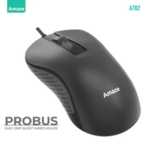 Amaze A702 Probus Silent Click Wired Mouse – Black – BIS